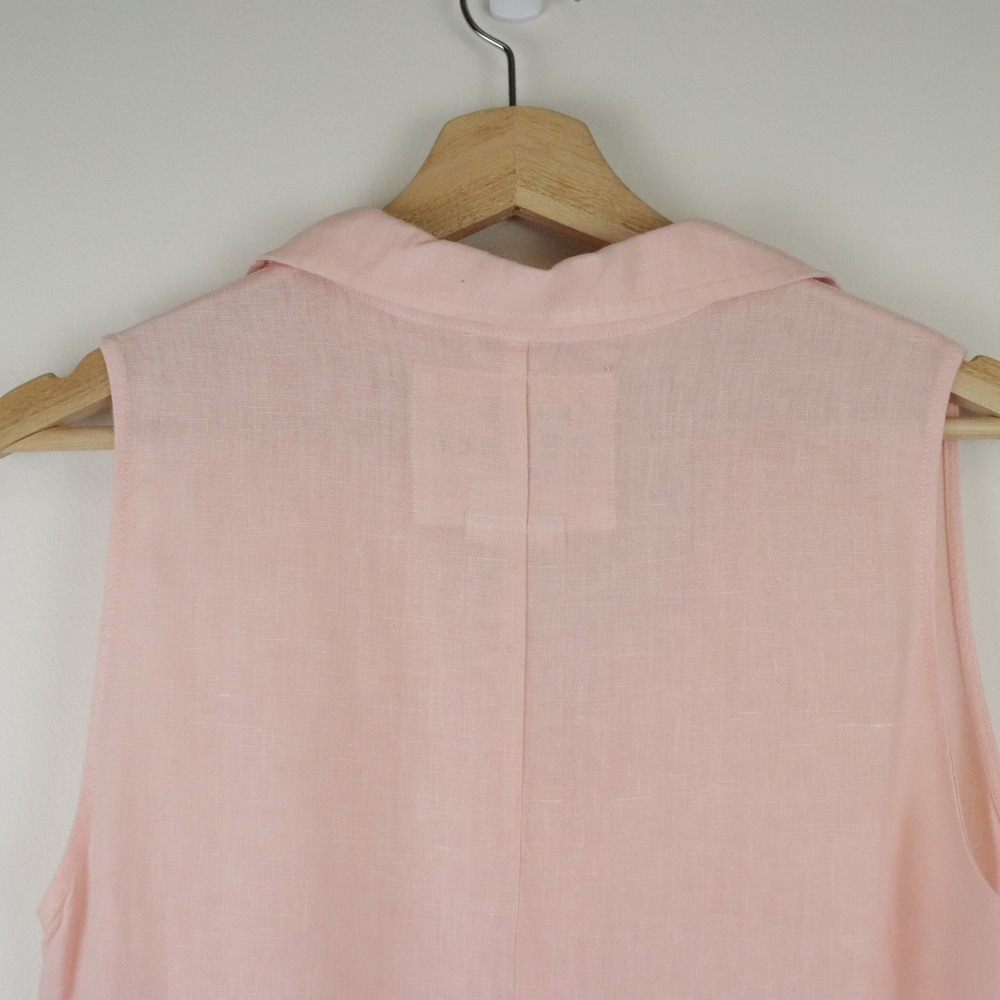 Frank & Eileen Daphne Linen Shirt Dress Peach Pink Small - Picture 7 of 10
